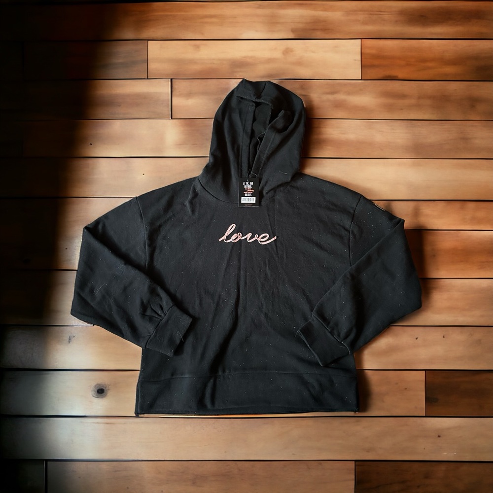 Bar Method Love Hoodie Black and Silver Glitter
